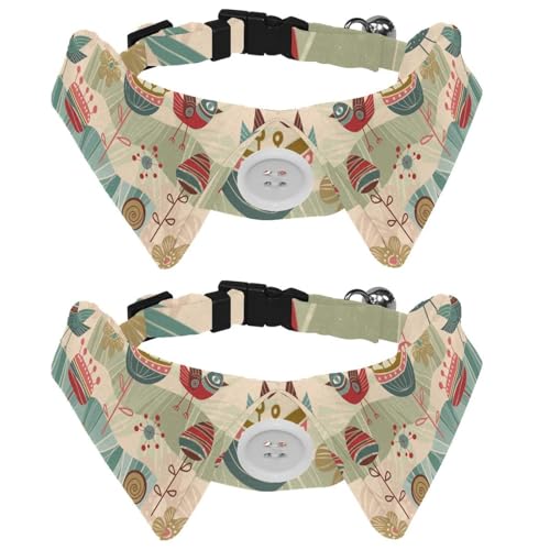 Hundehalsband mit Fliege und Glöckchen, niedliche Vögel, Lotusblüte, verstellbares Revers-Design, Katzenfliege, Halsband für kleine Haustiere, 2 Stück Hundehalsband mit Fliege und Glöckchen, niedliche Vögel, Lotusblüte, verstellbares Revers-Design, Katzenfliege, Halsband für kleine Haustiere, 2 Stück von lcndlsoe