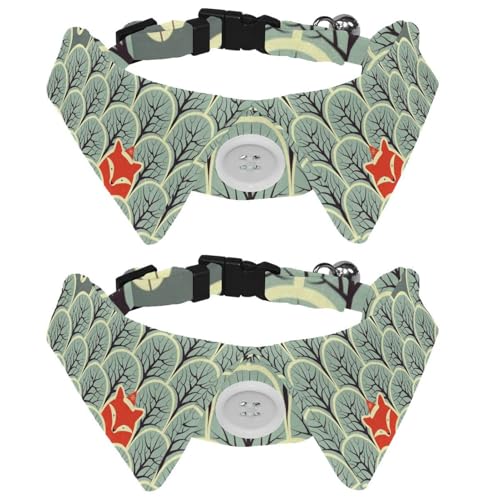 Hundehalsband mit Fliege und Glöckchen, niedlicher Fuchsbär-Baum, verstellbares Revers-Design, Katzenfliege, Halsband für kleine Haustiere, 2 Stück Hundehalsband mit Fliege und Glöckchen, niedlicher Fuchsbär-Baum, verstellbares Revers-Design, Katzenfliege, Halsband für kleine Haustiere, 2 Stück von lcndlsoe