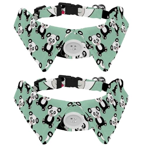 Hundehalsband mit Fliege und Glöckchen, niedliches Cartoon-chinesisches Bär, Panda-Muster, verstellbares Revers-Design, Katzen-Fliege, Halsband für kleine Haustiere, 2 Stück Hundehalsband mit Fliege und Glöckchen, niedliches Cartoon-chinesisches Bär, Panda-Muster, verstellbares Revers-Design, Katzen-Fliege, Halsband für kleine Haustiere, 2 Stück von lcndlsoe