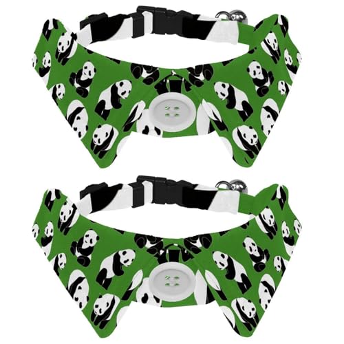Hundehalsband mit Fliege und Glöckchen, niedliches Panda-grünes Hintergrundmuster, verstellbares Revers-Design, Katzen-Fliege, Halsband für kleine Haustiere, 2 Stück Hundehalsband mit Fliege und Glöckchen, niedliches Panda-grünes Hintergrundmuster, verstellbares Revers-Design, Katzen-Fliege, Halsband für kleine Haustiere, 2 Stück von lcndlsoe