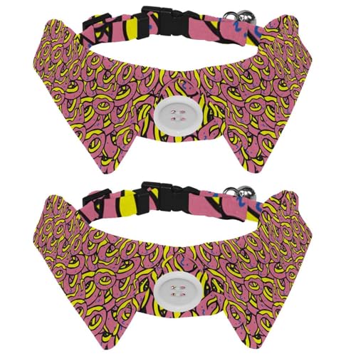 Hundehalsband mit Fliege und Glöckchen, rosa Donuts, verstellbares Revers-Design, Katzenfliege, Halsband für kleine Haustiere, 2 Stück Hundehalsband mit Fliege und Glöckchen, rosa Donuts, verstellbares Revers-Design, Katzenfliege, Halsband für kleine Haustiere, 2 Stück von lcndlsoe