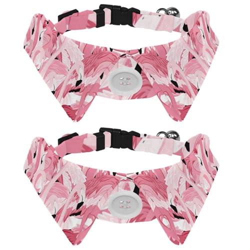Hundehalsband mit Fliege und Glöckchen, rosa Flamingo-Muster, verstellbares Revers-Design, Katzenfliege, Halsband für kleine Haustiere, 2 Stück Hundehalsband mit Fliege und Glöckchen, rosa Flamingo-Muster, verstellbares Revers-Design, Katzenfliege, Halsband für kleine Haustiere, 2 Stück von lcndlsoe