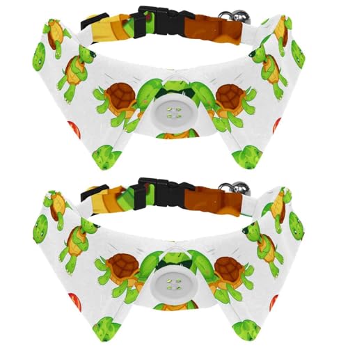 Hundehalsband mit Fliege und Glöckchen, schnelles Laufen, Schildkröte, Cartoon, verstellbares Revers-Design, Katzenfliege, Halsband für kleine Haustiere, 2 Stück von lcndlsoe