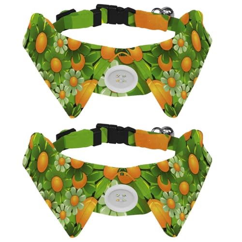Hundehalsband mit Fliege und Glöckchen, schöne Blumen, Frühling, verstellbares Revers-Design, Katzenfliege, Halsband für kleine Haustiere, 2 Stück von lcndlsoe