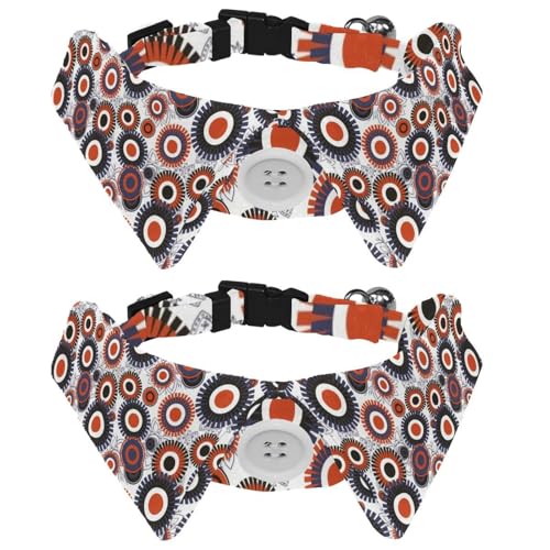 Hundehalsband mit Fliege und Glöckchen, tolles rundes Muster, verstellbares Revers-Design, Katzenfliege, Halsband für kleine Haustiere, 2 Stück Hundehalsband mit Fliege und Glöckchen, tolles rundes Muster, verstellbares Revers-Design, Katzenfliege, Halsband für kleine Haustiere, 2 Stück von lcndlsoe