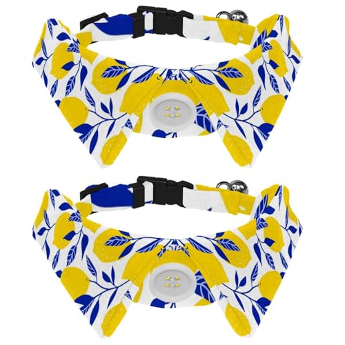 Hundehalsband mit Fliege und Glöckchen, tropische gelbe Zitronen, Obstmuster, verstellbares Revers-Design, Katzenfliege, Halsband für kleine Haustiere, 2 Stück Hundehalsband mit Fliege und Glöckchen, tropische gelbe Zitronen, Obstmuster, verstellbares Revers-Design, Katzenfliege, Halsband für kleine Haustiere, 2 Stück von lcndlsoe