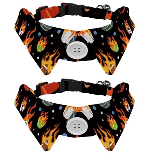 Hundehalsband mit Fliege und Glöckchen, verschiedene Bälle, Feuer, verstellbares Revers-Design, Katzenfliege, Halsband für kleine Haustiere, 2 Stück Hundehalsband mit Fliege und Glöckchen, verschiedene Bälle, Feuer, verstellbares Revers-Design, Katzenfliege, Halsband für kleine Haustiere, 2 Stück von lcndlsoe