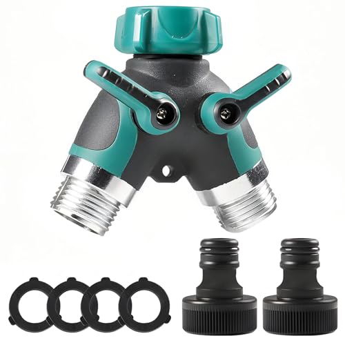 lcvtos 2-Wege-Wasserverteiler, Wasserhahn Verteiler Gartenschlauch Anschluss mit 2 Anschlüssen und 4 Gummischeiben für 3/4" Versorgungsschläuche, Einstellbarer Wasserdurchfluss lcvtos 2-Wege-Wasserverteiler, Wasserhahn Verteiler Gartenschlauch Anschluss mit 2 Anschlüssen und 4 Gummischeiben für 3/4" Versorgungsschläuche, Einstellbarer Wasserdurchfluss von lcvtos
