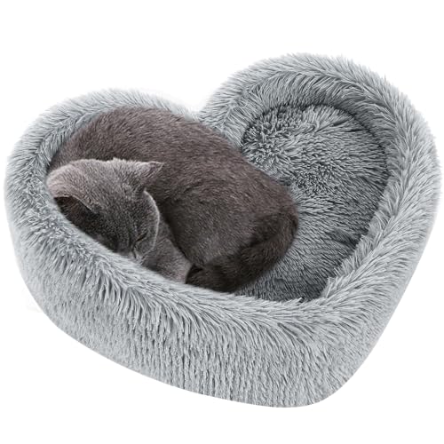 Katzenbetten für Indoor-Katzen – Herzberuhigendes Katzenbett mit abnehmbarem, waschbarem, gepolstertem Kissen, passend für Katzen bis zu 13,6 kg oder Welpenbett für kleine Hunde, Kunstfell, Katzenbetten für Indoor-Katzen – Herzberuhigendes Katzenbett mit abnehmbarem, waschbarem, gepolstertem Kissen, passend für Katzen bis zu 13,6 kg oder Welpenbett für kleine Hunde, Kunstfell, von lcybem