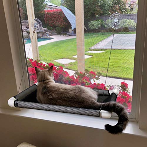 Lcybem Katzen-Hängematten für Fenster – Sitz-Saugnäpfe, platzsparendes Katzenbett, Haustier-Ruhesitz, bietet rundum 360° Sonnenbad für den Innenbereich, Gewicht bis zu 15 kg von lcybem