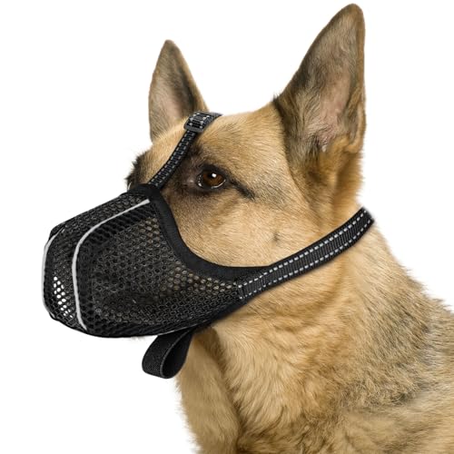 Lcyen Maulkorb für große Hunde, Prevent Fressen/Kauen/Beißen Hunde Maulkorb, Atmungsaktiv Reflektierende Einstellbare Maulkorb mittlere Hunde, Hundemaulkorb für Kleine Mittlere große Hunde (M) von lcyen