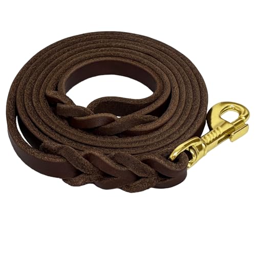 Hundeleine aus Leder, strapazierfähig, geflochten, mit drehbarem Verschluss, Trainingsleine aus echtem Leder, für kleine, mittelgroße und große Hunde, 1,8 m x 1,27 cm Hundeleine aus Leder, strapazierfähig, geflochten, mit drehbarem Verschluss, Trainingsleine aus echtem Leder, für kleine, mittelgroße und große Hunde, 1,8 m x 1,27 cm von leadfar