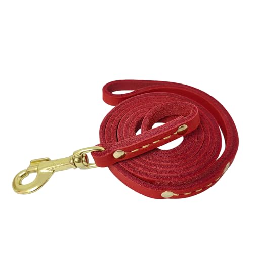 Leder-Hundeleine, 1,8 m x 1,27 cm, strapazierfähiges Echtleder, Trainingsleine, weich und stark, für kleine und mittelgroße Hunde, Rot Leder-Hundeleine, 1,8 m x 1,27 cm, strapazierfähiges Echtleder, Trainingsleine, weich und stark, für kleine und mittelgroße Hunde, Rot von leadfar