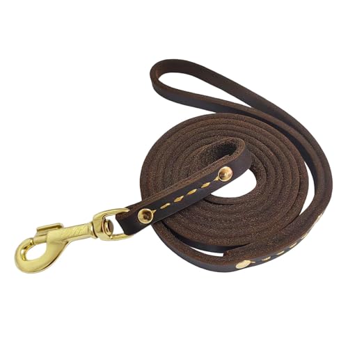 Leder-Hundeleine, 1,8 m x 1,6 cm, strapazierfähiges Echtleder, Trainingsleine, weich und stark, für kleine und mittelgroße Hunde, Braun Leder-Hundeleine, 1,8 m x 1,6 cm, strapazierfähiges Echtleder, Trainingsleine, weich und stark, für kleine und mittelgroße Hunde, Braun von leadfar
