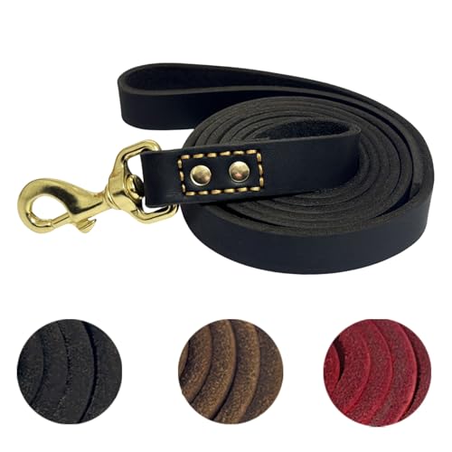 Strapazierfähige Hundeleine aus Leder, 1,8 m x 2,5 cm, Trainingsleine aus echtem Leder, weiche und starke Hundeleine für große und mittelgroße Hunde, Schwarz Strapazierfähige Hundeleine aus Leder, 1,8 m x 2,5 cm, Trainingsleine aus echtem Leder, weiche und starke Hundeleine für große und mittelgroße Hunde, Schwarz von leadfar
