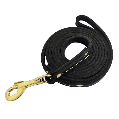 Strapazierfähige Leder-Hundeleine, 1,8 m x 1,27 cm, starke Doppelnähte, echtes Leder, Trainingsleine für Haustiere, weicher Griff und langlebige Leine für kleine, mittelgroße und große Hunde, Schwarz Strapazierfähige Leder-Hundeleine, 1,8 m x 1,27 cm, starke Doppelnähte, echtes Leder, Trainingsleine für Haustiere, weicher Griff und langlebige Leine für kleine, mittelgroße und große Hunde, Schwarz von leadfar
