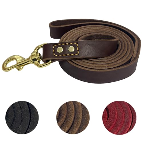 Strapazierfähige Leder-Hundeleine, 1,8 m x 2,5 cm, starke Doppelnähte, echtes Leder, Trainingsleine für Haustiere, zum Spazierengehen, weicher Griff und langlebige Leine für kleine, mittelgroße und Strapazierfähige Leder-Hundeleine, 1,8 m x 2,5 cm, starke Doppelnähte, echtes Leder, Trainingsleine für Haustiere, zum Spazierengehen, weicher Griff und langlebige Leine für kleine, mittelgroße und von leadfar