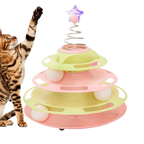 Ball Toys for Cats, Interactive Cat Toy Ball Track, Interactive 3-Tier Cat Toy Tower, Rotating Ball Exercise Kitten Toy, Interactive Cat Teaser Toys for Indoor Cats Lear-au von lear-au