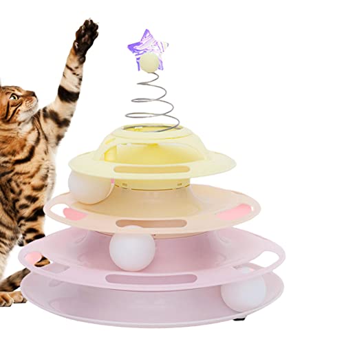 Ball Toys for Cats | Interactive Cat Toy Ball Track | Funny Roller Cat Toy, Three Layer Ball Track Balls Turntable with Funny Cat Toy On The Top for Kitten Cat Gifts for Your Cats Lear-au von lear-au