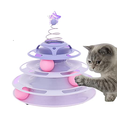 Ballspielzeug für Katzen – Katzenspielzeug für Indoor-Katzen, Katzenspielzeug, Roller, 3-stufiger Plattenspieler, Katzenspielzeug, Bälle mit bunten Bällen, interaktives Kätzchen, lustiges psychisches von lear-au