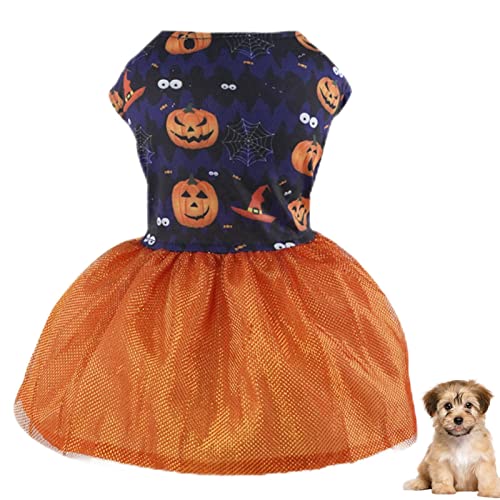 Halloween-Kürbis-Kostüm für Haustiere – Halloween-Hundekostüm, Urlaubs-Outfit, Polyester, Welpen-Tüll, Hunderock, Halloween-Partyzubehör, 2 Stück Lear-au von lear-au