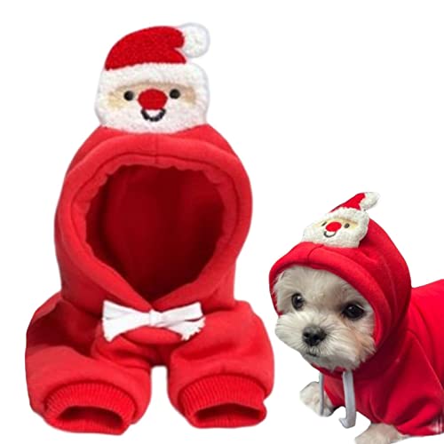Hundemantel | Hunde-Kapuzenpullover mit Hut – Hunde-Kapuzen-Sweatshirt mit rotem Alter Mann auf Mütze, Winterkleidung für Welpen, Hunde, Rot, S, M, L, lear-au Lear-au von lear-au