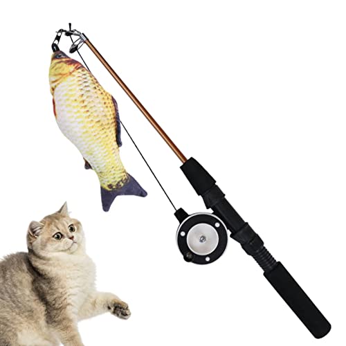 Interaktives Katzenspielzeug – Katzenspielzeug, Fischspielzeug mit Rad, sichere Jagddistanz, interaktives Angelruten-Spielzeug, um Kätzchen und Katzen den Wunsch nach Jagd zu wecken Lear-au von lear-au