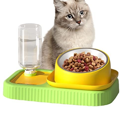 Katzennapf-Set | Abnehmbare Hunden- und Katzennäpfe, Wasser- und Futternapf-Set mit automatischer Wasserspenderflasche, abnehmbarer Edelstahlnapf für kleine Hunde und Katzen Lear-au von lear-au