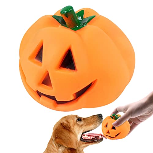 Kürbis Quietschspielzeug | Halloween Kürbis Rund Quietschendes Hundespielzeug - Haustier Hund Halloween Kürbis Spielzeug, Quietschendes Spielzeug Sprechender Kürbis Haustier Spielzeug für Zuhause von lear-au