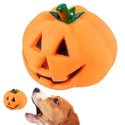 Quietschendes Hundespielzeug in Kürbisform, Halloween-Kürbis-Quetschspielzeug, sprechender Sound, langlebiges Kauspielzeug in Kürbisform, für Halloween, Heimdekoration, 4 Stück Lear-au von lear-au