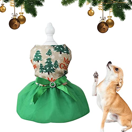 Weihnachtliches Hunde-Tuch – schönes Hunde-Weihnachtsbaum-Outfits,Mädchen Hund Urlaub Kleid Leichte Welpenkleidung Haustier Bekleidung Hundekostüm Katze Kleidung Lear-au von lear-au