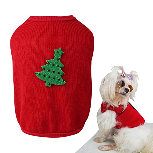Weihnachtspullover für Hunde, roter Pullover für den Winter, niedlicher Weihnachtsbaum, Feiertag, festlicher Pullover, Haustier, kaltes Wetter, Outfit, warme Strickwaren Pullover Lear-au von lear-au