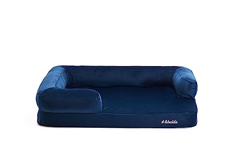 Orthopädisches Hundebett "Kuschelbett" aus Memory-Schaum mit abnehmbarem waschbarem Bezug, Hochwertige Doppelschichtmatratze, wasserdichter Matratzenschoner, für Hunde aller Größen (L, Blau) von #lebeddie