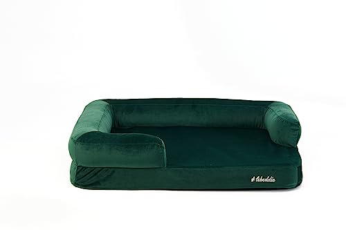 Orthopädisches Hundebett "Kuschelbett" aus Memory-Schaum mit abnehmbarem waschbarem Bezug, Hochwertige Doppelschichtmatratze, wasserdichter Matratzenschoner, für Hunde aller Größen (XL, Grün) von #lebeddie