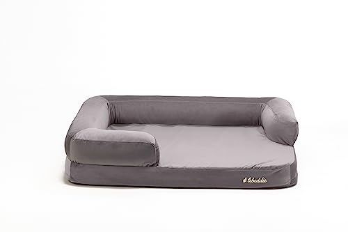 Orthopädisches Hundebett "Kuschelbett" aus Memory-Schaum mit abnehmbarem waschbarem Bezug, Hochwertige Doppelschichtmatratze, wasserdichter Matratzenschoner, für Hunde aller Größen (XL, Grau) von #lebeddie