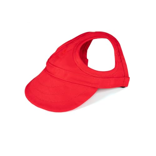 Leconpet Baseballkappe für Hunde, verstellbar, mit großen Ohrlöchern, Rot, Größe M von leconpet