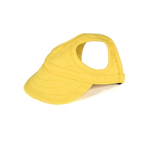 Leconpet Baseballkappe für Hunde, verstellbarer Haustier-Sonnenhut mit großen Ohrlöchern (Gelb, S) von leconpet