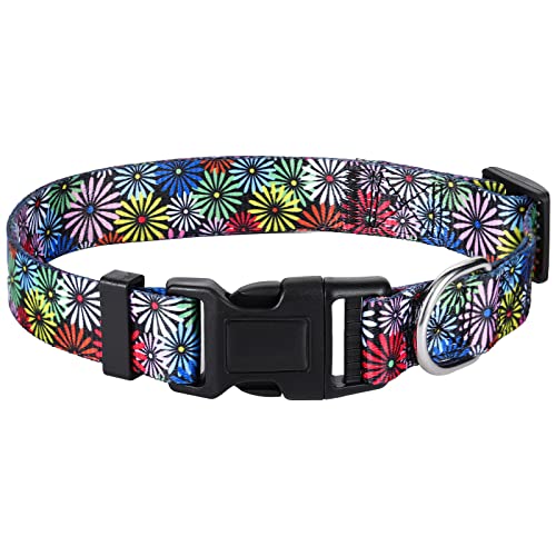 Leconpet Hundehalsband für Kleine Mittlere Große Hunde, Verstellbares Ausgefallenes Blumen-Hundehalsband für Welpen, Verschiedene Musterdesign Haustierhalsbänder (M, Chrysantheme) von leconpet