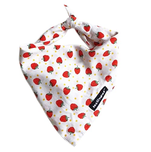 Leconpet Hundehalstuch, Halstuch für kleine, mittelgroße und große Hunde, weich, dreieckig, für Welpen, Katzen, Bandana, Lätzchen (Erdbeere, Größe L) von leconpet