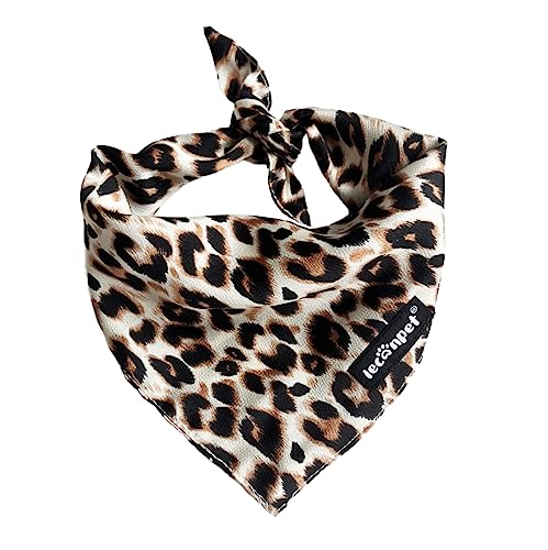 Leconpet Hundehalstuch, Halstuch für kleine, mittelgroße und große Hunde, weich, dreieckig, für Welpen, Katzen, Bandana, Lätzchen (brauner Leopard, M) von leconpet
