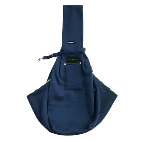 Leconpet Hundeschling-Tragetasche, Umhängetasche für Haustiere mit Handytasche, Sicherheitsschnalle, Sicherheitsschloss, geeignet für Welpen, kleine Hunde, und Katzen für Outdoor-Reisen (Blau) von leconpet