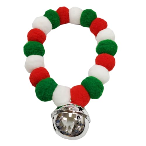 Leconpet Pom Pom Hundehalsband, elastische Katzen-Halskette, dekorativer Plüschball, Haustierhalsband mit Glocke für Fotos, Spaziergänge, Outdoor-Sportarten (Weihnachten, M) von leconpet