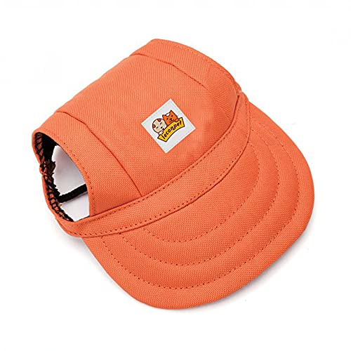 leconpet Baseball-Mützen mit Umhängeband, verstellbar, bequeme Ohrlöcher für kleine, mittelgroße und große Hunde, Sonnenschutz (XL, Orange) von leconpet