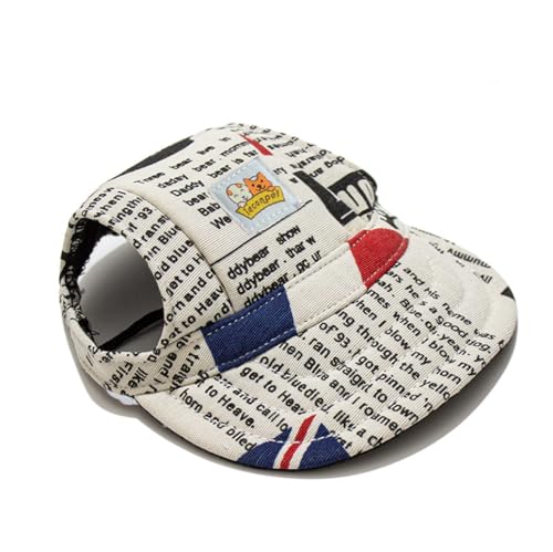 leconpet Baseballkappe, Hüte mit Nackenband, verstellbar, bequeme Ohrlöcher für kleine, mittelgroße und große Hunde im Freien Sonnenschutz (Flagge, L, 1 Stück) von leconpet