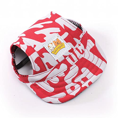 leconpet Baseballkappe, Hüte mit Nackenband, verstellbar, bequeme Ohrlöcher für kleine, mittelgroße und große Hunde im Freien Sonnenschutz (Größe XL, rote Buchstaben) von leconpet