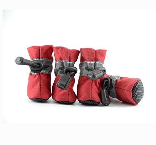 leconpet Hundestiefel, wasserabweisend, mit reflektierenden Riemen, weiches Plüschfutter und rutschfeste Sohle, vollständige Palette von Größen für XS, kleine, mittelgroße und große Hunde (Rot, 4) leconpet Hundestiefel, wasserabweisend, mit reflektierenden Riemen, weiches Plüschfutter und rutschfeste Sohle, vollständige Palette von Größen für XS, kleine, mittelgroße und große Hunde (Rot, 4) von leconpet