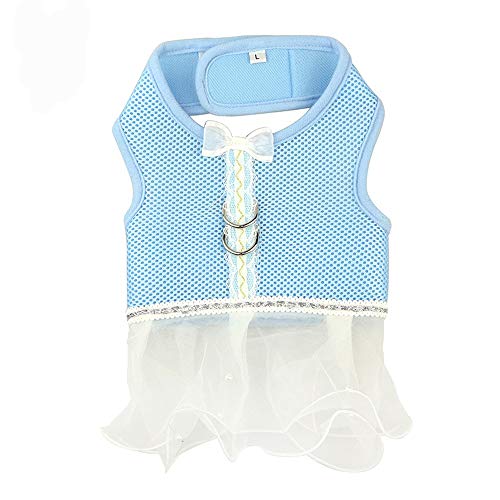 leconpet Mesh Geschirr Weste für Kleine und Mittlere Hunde Atmungsaktiv Bequem Geschirr Rock Hundegeschirr Kleid (L, Blau) von leconpet