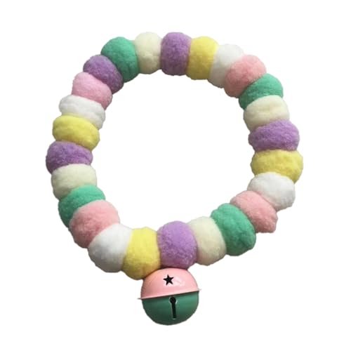 leconpet Pom Pom Hundehalsband, elastisches Katzenhalsband, dekorativer Plüschball, Welpen-Halskette, auffälliger Bommel, Haustierhalsband mit Glöckchen, für Fotos, Spaziergänge, Outdoor-Sportarten von leconpet