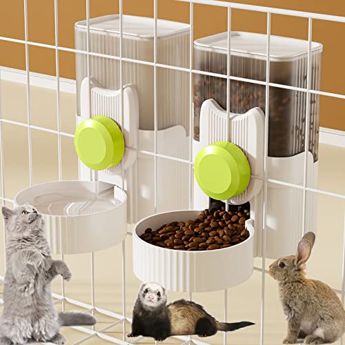 Lemtrflo Kaninchen-Futterstation für Käfig, zum Aufhängen, automatischer Katzenfutterspender und Wasserspender, Frettchenkäfig-Zubehör, Futter-/Wassernapf für Katzen, Kaninchen, Meerschweinchen, von lemtrflo