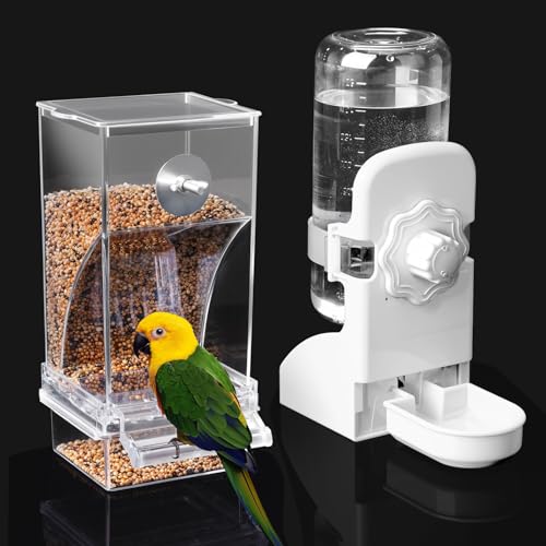 No Mess Vogelfutterspender Wasserspender Set, Sittichkäfig Zubehör, Vogelfutterstation und Tränken im Käfig für Nymphensittiche, Finken, Lovebirds, Wellensittiche, Kanarienvögel No Mess Vogelfutterspender Wasserspender Set, Sittichkäfig Zubehör, Vogelfutterstation und Tränken im Käfig für Nymphensittiche, Finken, Lovebirds, Wellensittiche, Kanarienvögel von lemtrflo